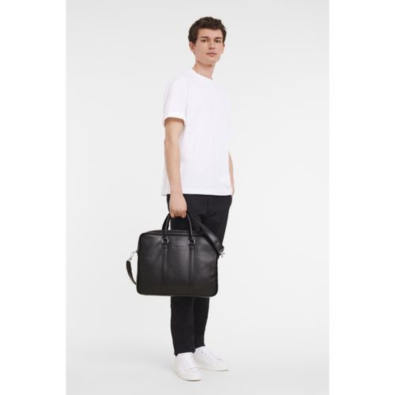 Longchamp Le Foulonne Briefcase S Black | DOTNG-4530