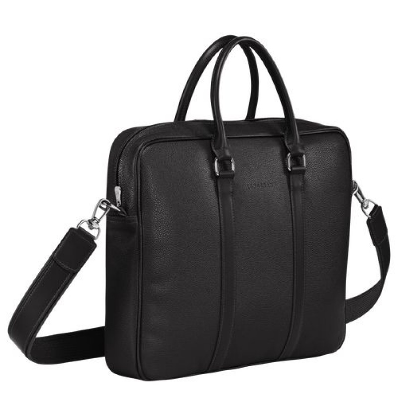 Longchamp Le Foulonne Briefcase S Black | DOTNG-4530