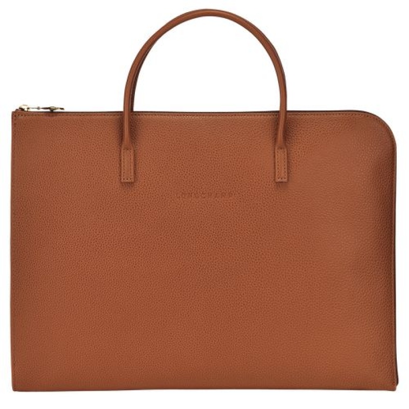 Longchamp Le Foulonne Briefcase S Caramel | WSUFE-5962