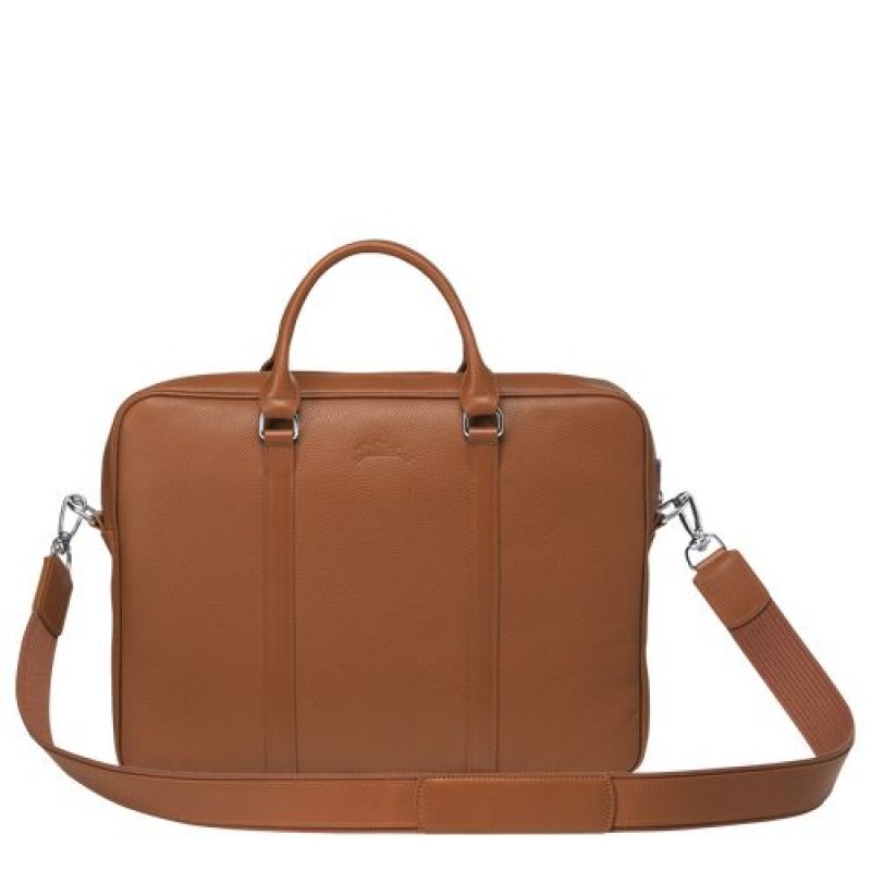 Longchamp Le Foulonne Briefcase XS Caramel | YVOBI-4827