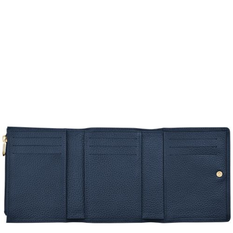 Longchamp Le Foulonne Compact wallet Navy | IRYKM-7039