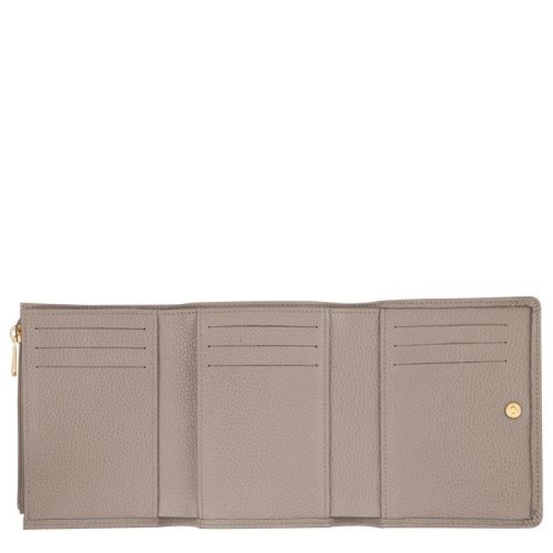 Longchamp Le Foulonne Compact wallet Turtledove | JBYQX-0572