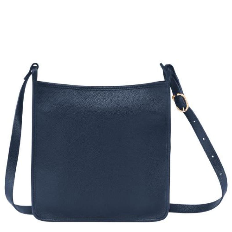 Longchamp Le Foulonne Zipped crossbody bag L Navy | ESHPD-7483