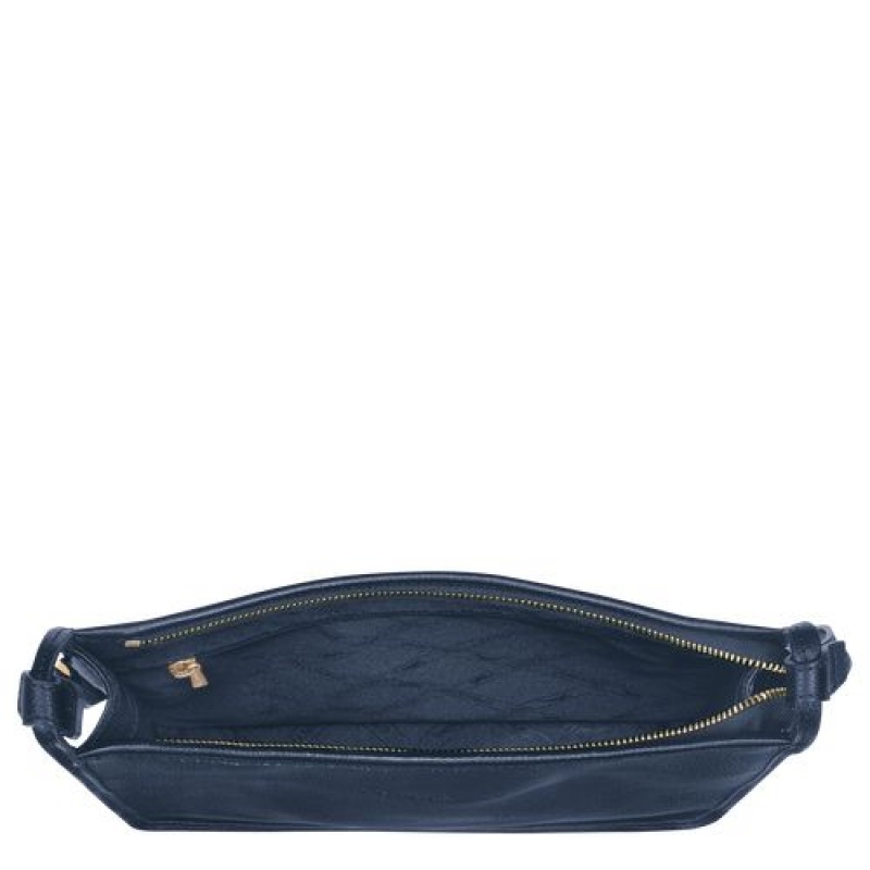 Longchamp Le Foulonne Zipped crossbody bag L Navy | ESHPD-7483