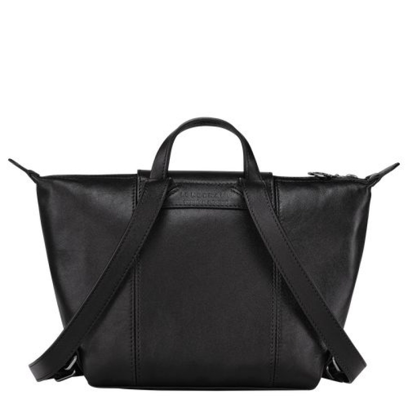 Longchamp Le Pliage Cuir Backpack Black | XQUIC-1953