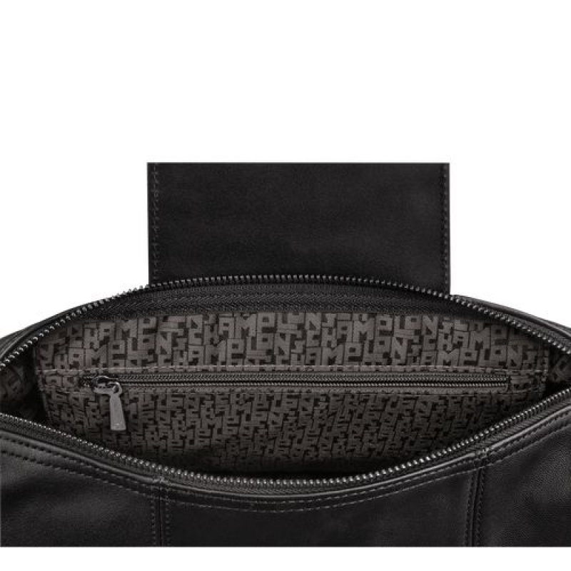 Longchamp Le Pliage Cuir Backpack Black | XQUIC-1953