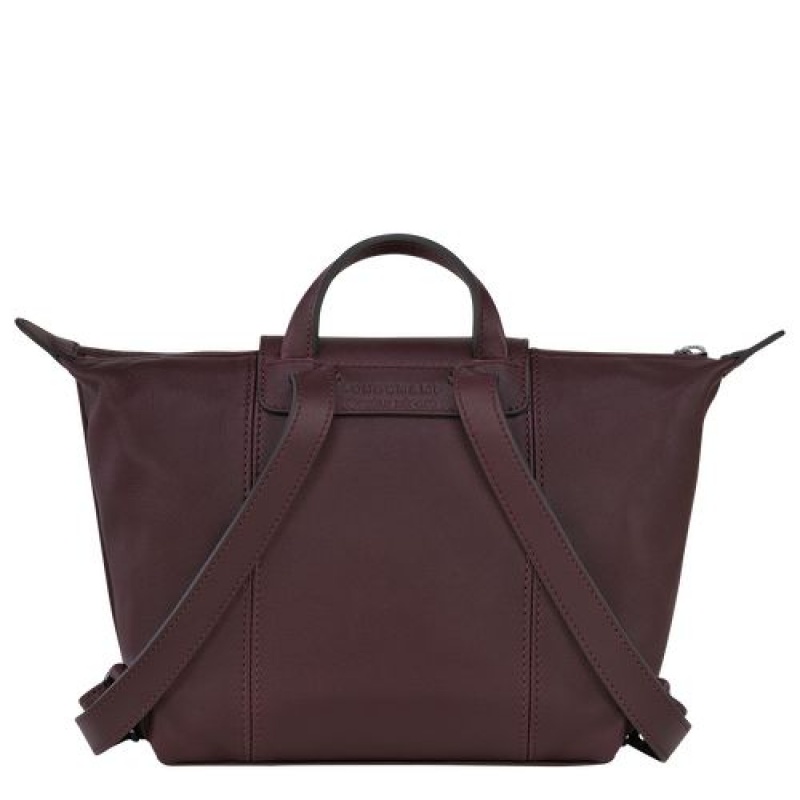 Longchamp Le Pliage Cuir Backpack Burgundy | PZYCR-0213