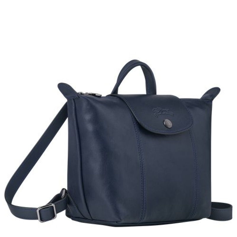 Longchamp Le Pliage Cuir Backpack Navy | RPCAN-3289