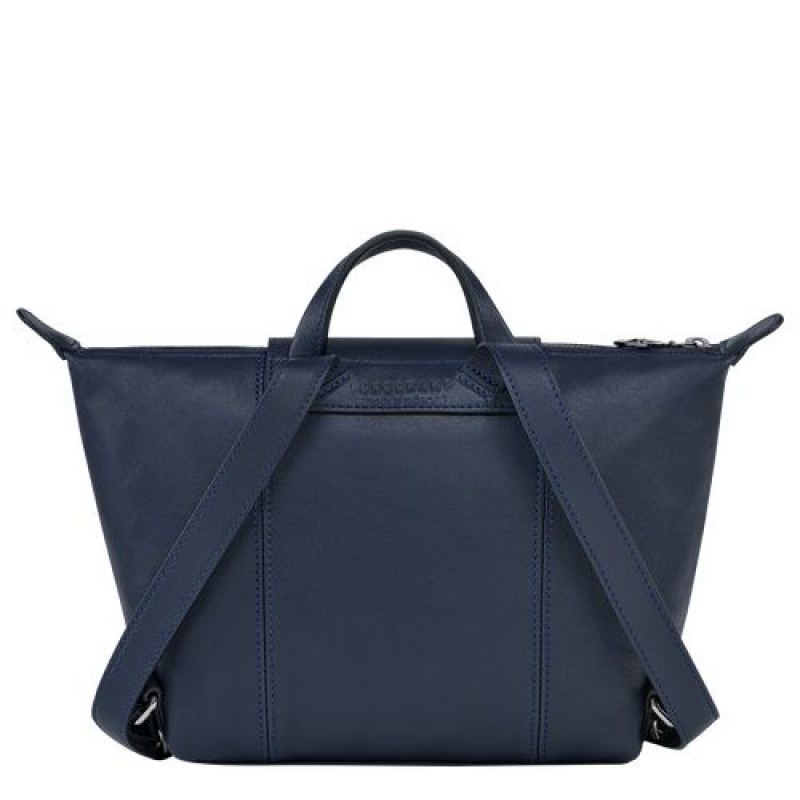 Longchamp Le Pliage Cuir Backpack Navy | RPCAN-3289