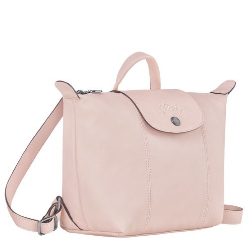 Longchamp Le Pliage Cuir Backpack Pale Pink | HUEBC-8042