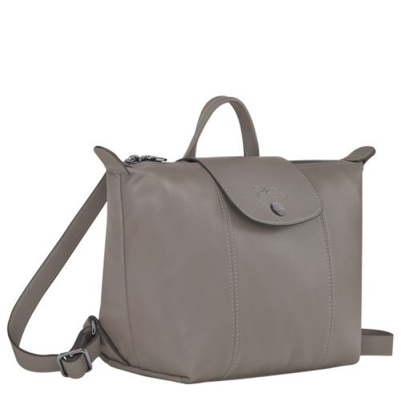 Longchamp Le Pliage Cuir Backpack Turtledove | CNWKA-0256