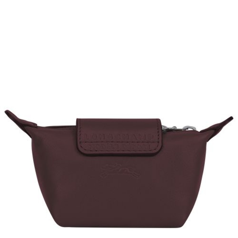 Longchamp Le Pliage Cuir Coin purse Burgundy | XQVWT-9521