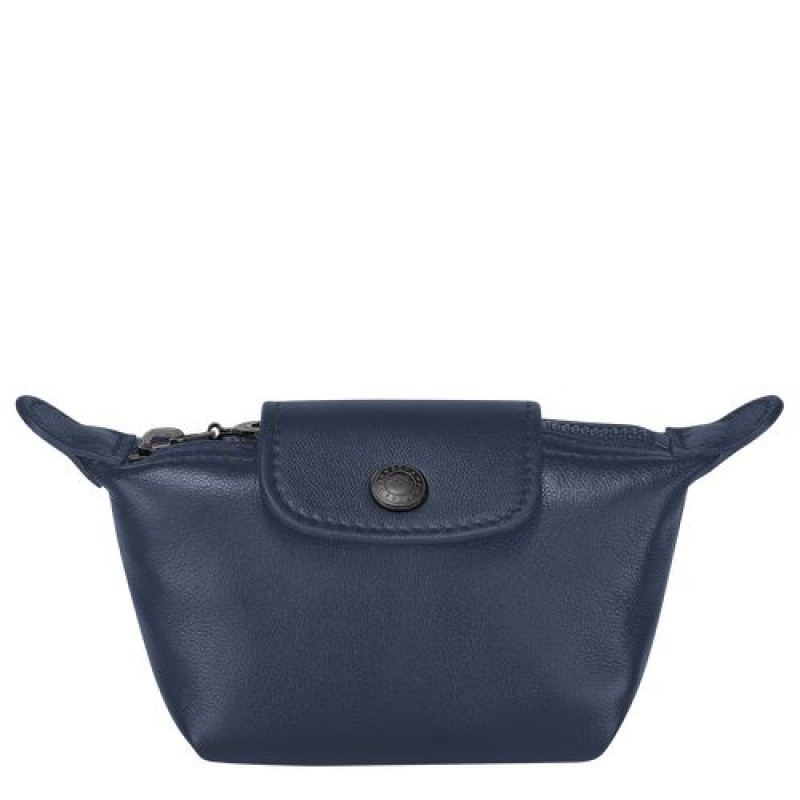 Longchamp Le Pliage Cuir Coin purse Navy | IJZUM-6325