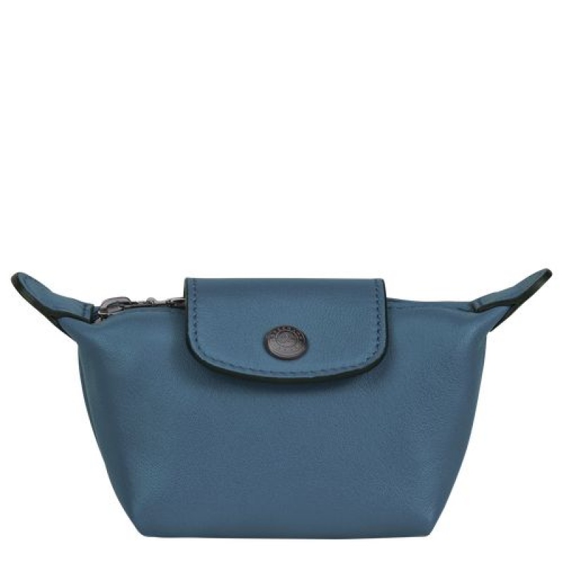 Longchamp Le Pliage Cuir Coin purse Pilot Blue | DGQRU-8935