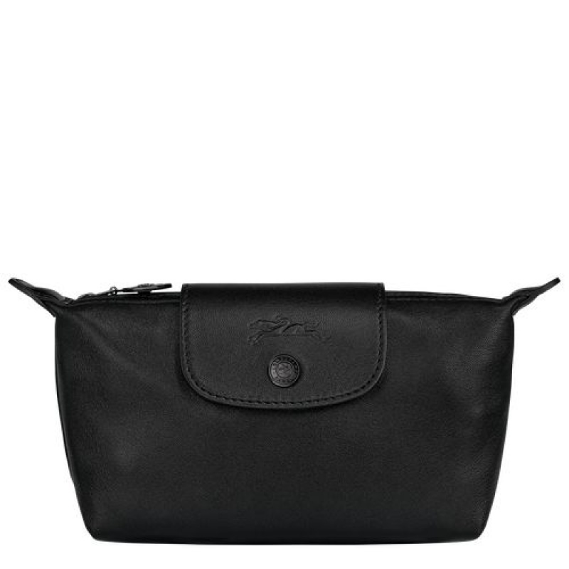 Longchamp Le Pliage Cuir Pouch Black | BGDJN-1240