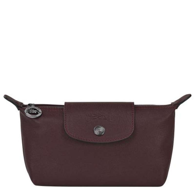 Longchamp Le Pliage Cuir Pouch Burgundy | KFSTL-7462