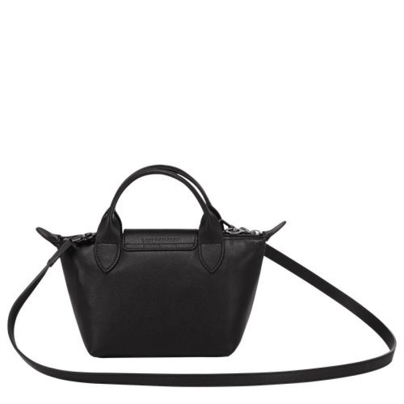 Longchamp Le Pliage Cuir Top handle bag XS Black | XBMOY-7235