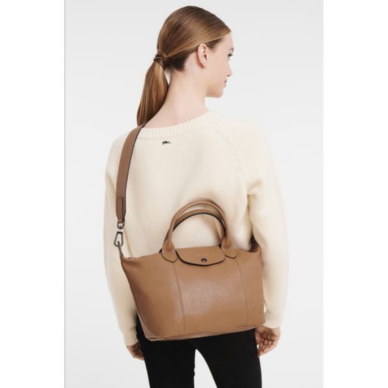 Longchamp Le Pliage Cuir Top handle bag S Hazelnut | JFBIC-9218