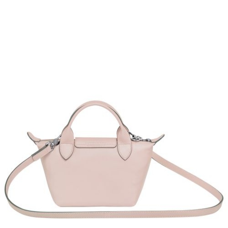 Longchamp Le Pliage Cuir Top handle bag XS Pale Pink | MKQYJ-2867