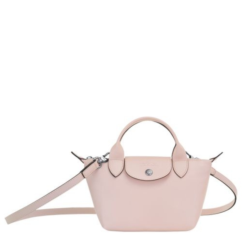 Longchamp Le Pliage Cuir Top handle bag XS Pale Pink | MKQYJ-2867