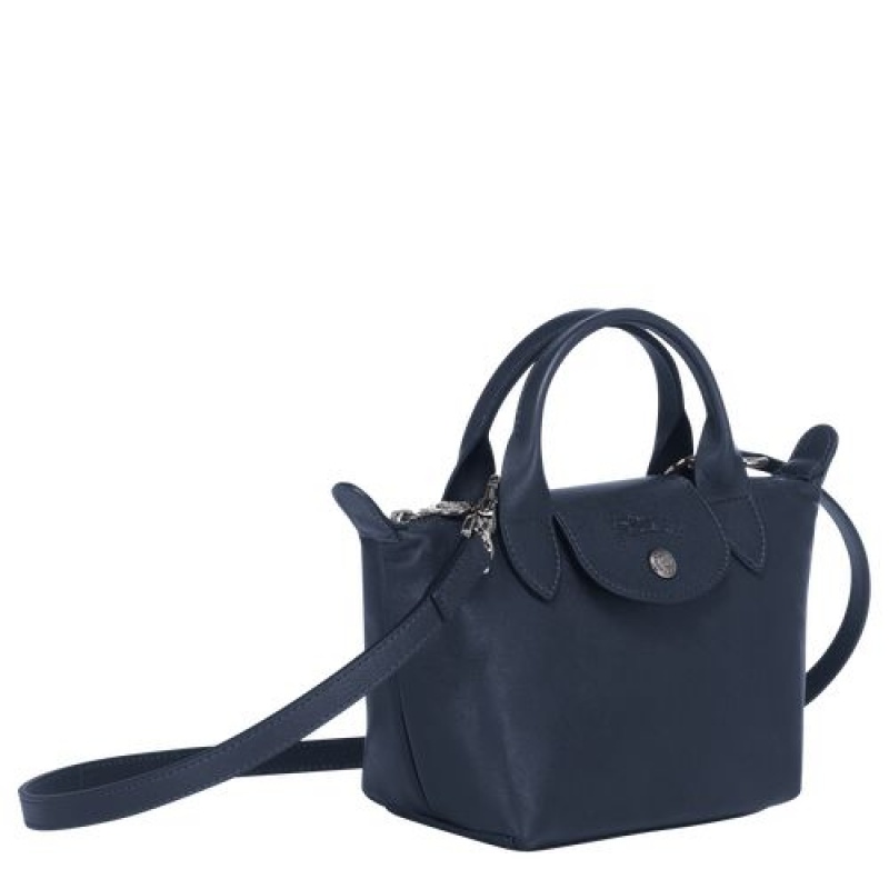 Longchamp Le Pliage Cuir Top handle bag XS Navy | MLARX-9435