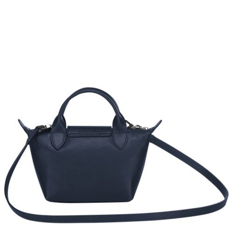 Longchamp Le Pliage Cuir Top handle bag XS Navy | MLARX-9435