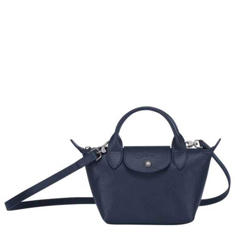 Longchamp Le Pliage Cuir Top handle bag XS Navy | MLARX-9435