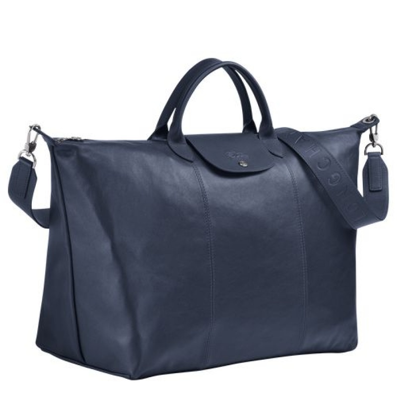 Longchamp Le Pliage Cuir Travel bag L Navy | ZCMDT-1450