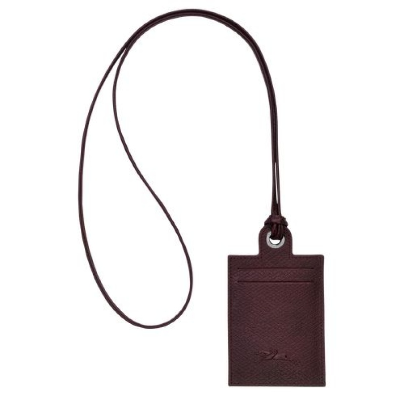 Longchamp Le Pliage Green Card holder with necklace Burgundy | TJSFK-2069