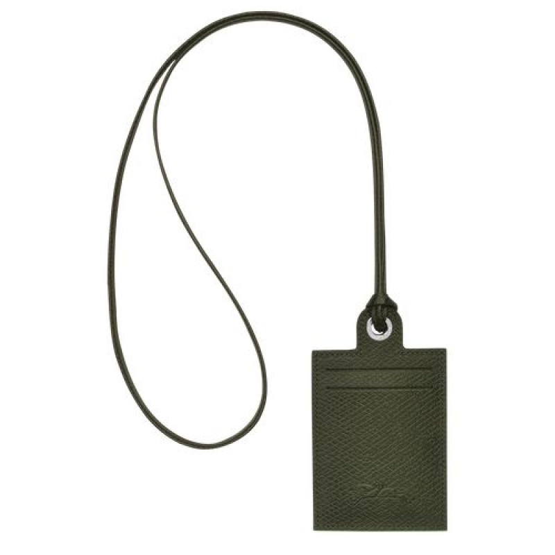 Longchamp Le Pliage Green Card holder with necklace Forest | BZEAN-2569