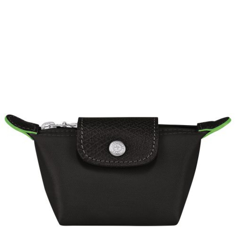 Longchamp Le Pliage Green Coin purse Black | DUYZQ-1345