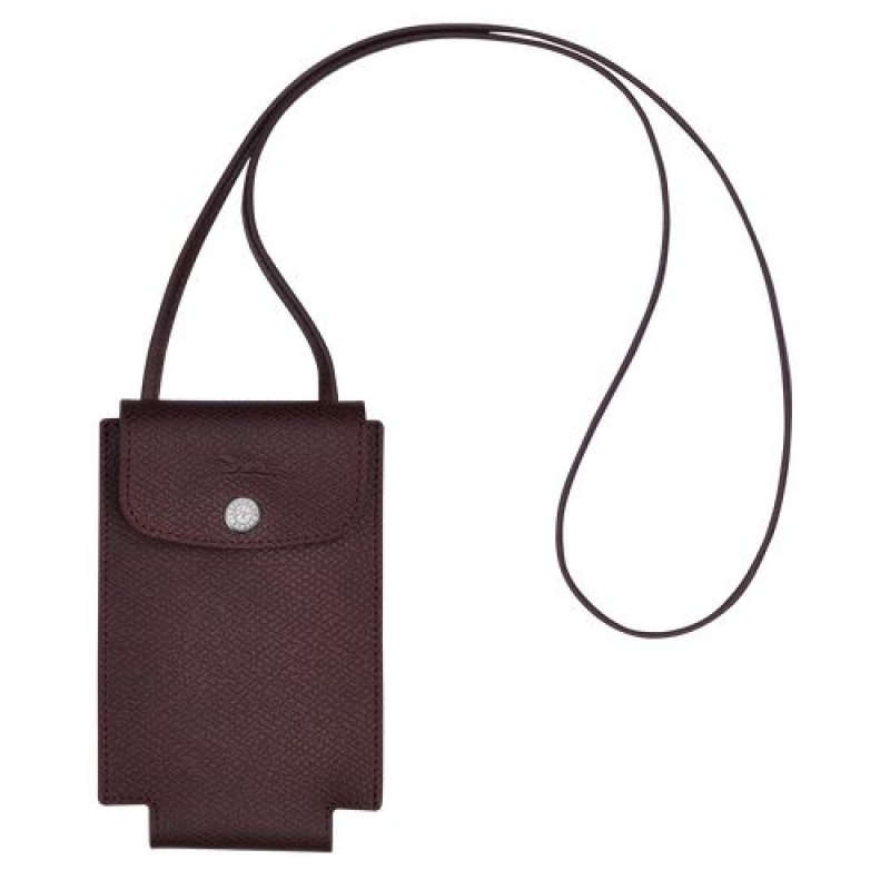 Longchamp Le Pliage Green Phone case with leather lace Burgundy | ZJLYX-5701