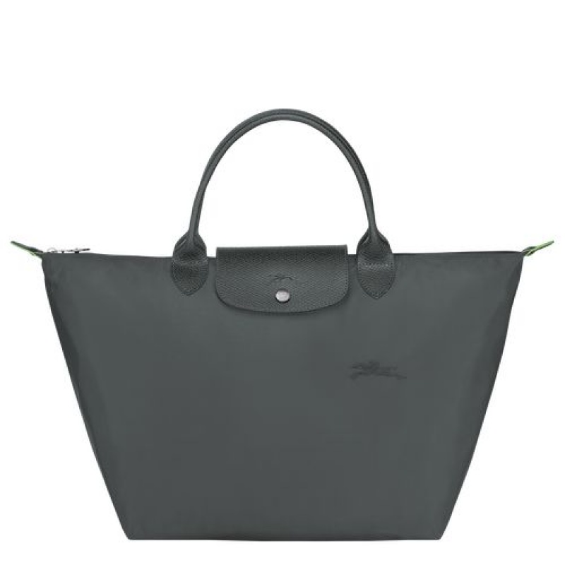 Longchamp Le Pliage Green Top handle bag M Graphite | QYVDX-1476