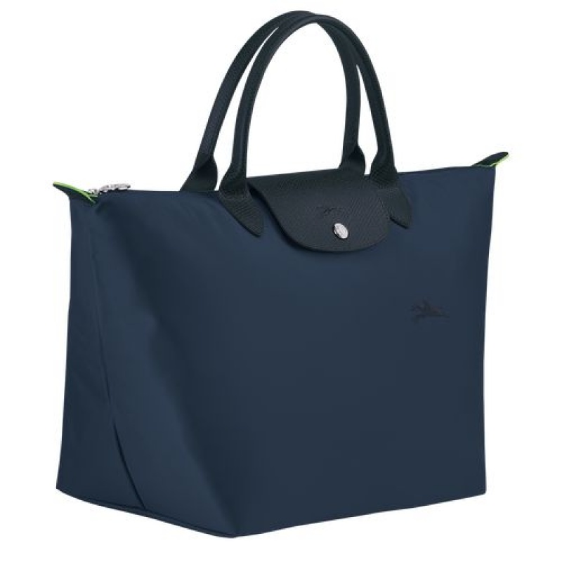 Longchamp Le Pliage Green Top handle bag M Navy | GENFZ-2084