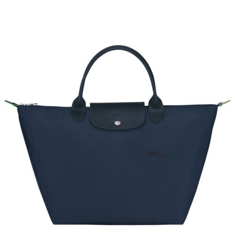 Longchamp Le Pliage Green Top handle bag M Navy | GENFZ-2084