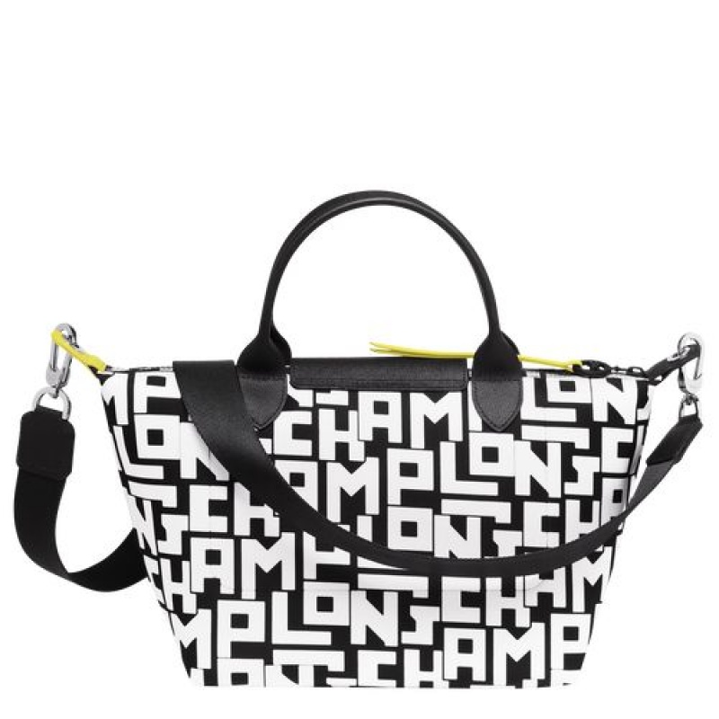 Longchamp Le Pliage LGP Top handle bag S Black/White | BOZUJ-3961