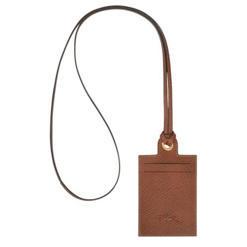 Longchamp Le Pliage Original Card holder with necklace Brown | SDOGW-3294