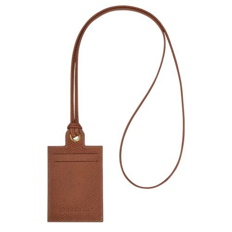 Longchamp Le Pliage Original Card holder with necklace Brown | SDOGW-3294