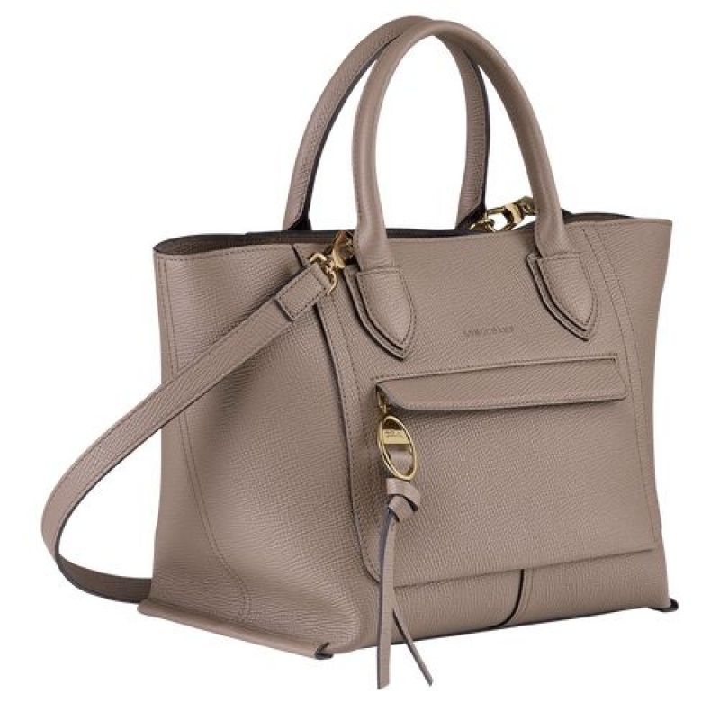 Longchamp Mailbox Top handle bag M Taupe | UMSKA-8263