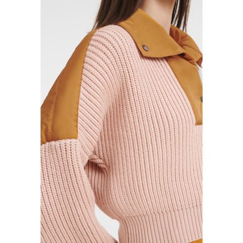 Longchamp Mesh and Nylon sweater Pale Pink | HMTGK-9136