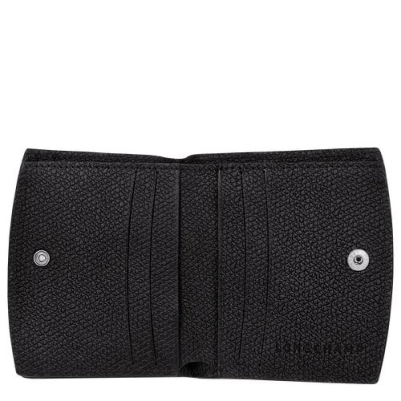 Longchamp Roseau Compact wallet Black | KLSJZ-8014