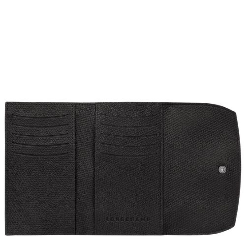 Longchamp Roseau Compact wallet Black | RAMZY-1569