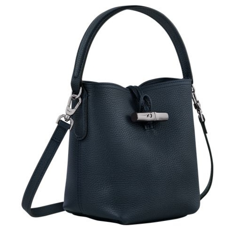 Longchamp Roseau Essential Bucket bag S Navy | XOGWU-5071