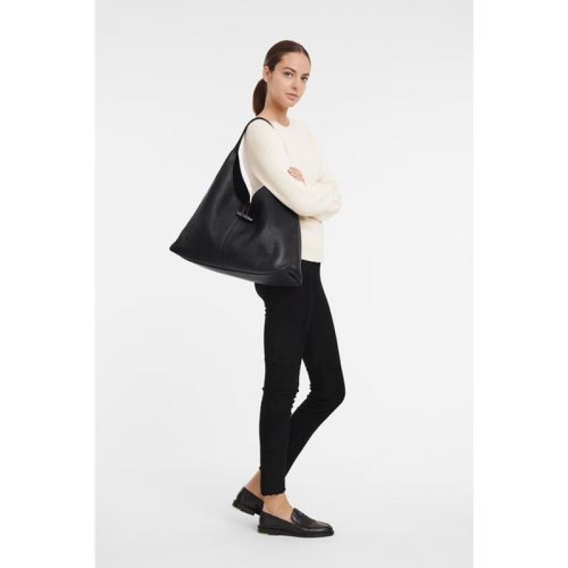 Longchamp Roseau Essential Hobo bag XL Black | NSHKW-1659