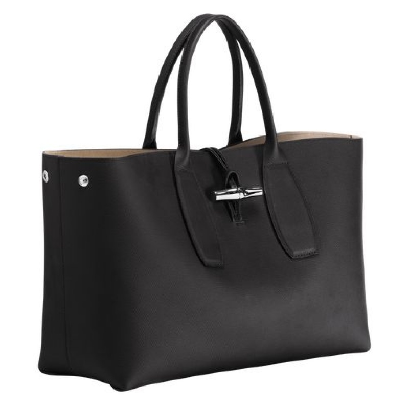 Longchamp Roseau Top handle bag L Black | GMNDT-8591