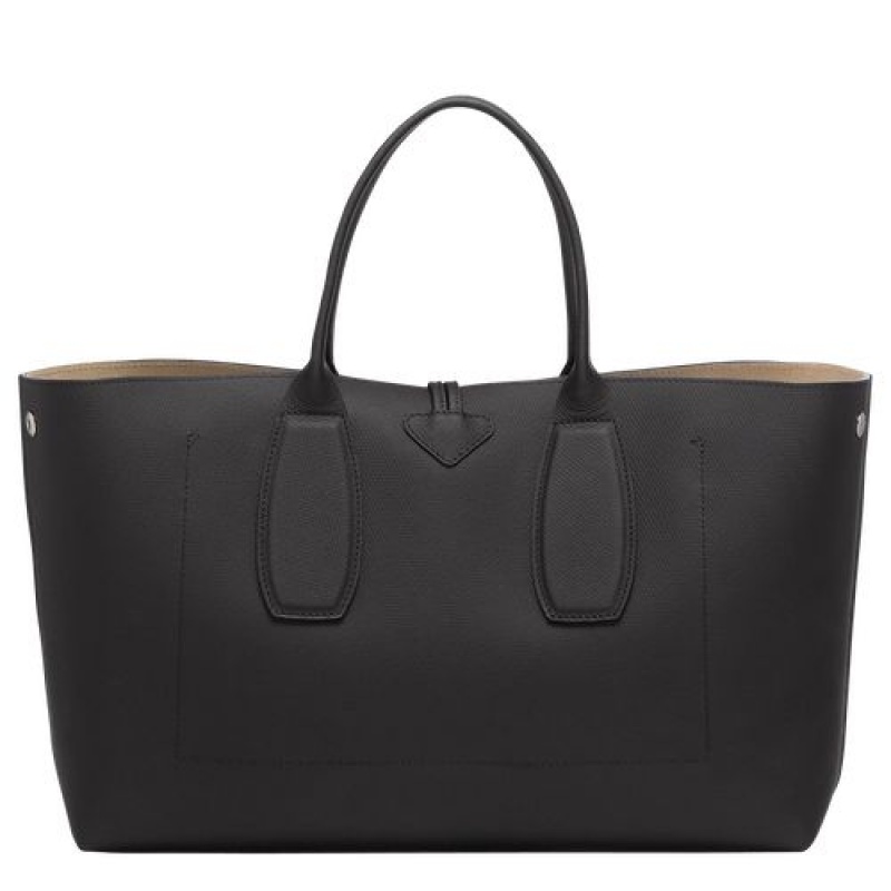 Longchamp Roseau Top handle bag L Black | GMNDT-8591