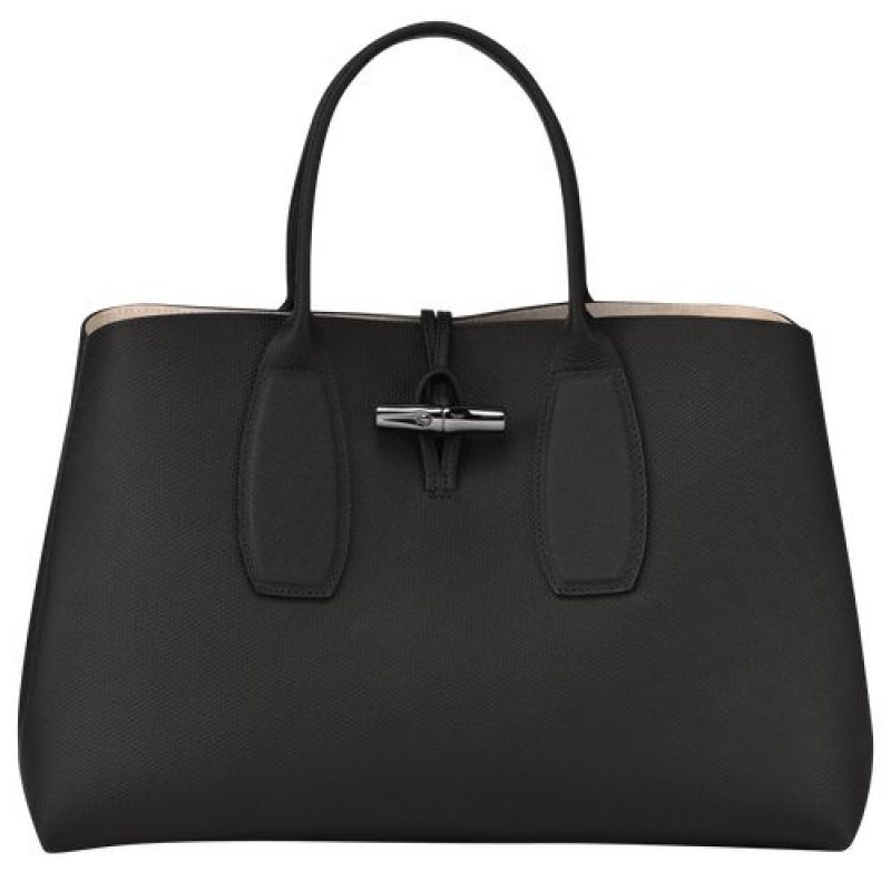 Longchamp Roseau Top handle bag L Black | GMNDT-8591