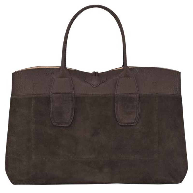 Longchamp Roseau Top handle bag L Ebony | UCEZM-1379