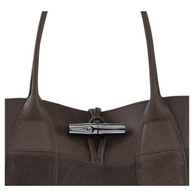 Longchamp Roseau Top handle bag L Ebony | UCEZM-1379