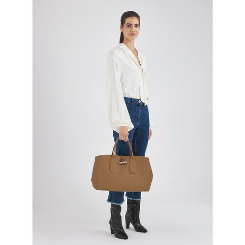 Longchamp Roseau Top handle bag L Natural | GXLJR-6401